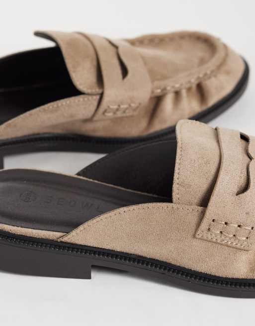 SEQWL - Cadilliac - Sabot stile penny in camoscio sintetico color tortora, 2 di 4