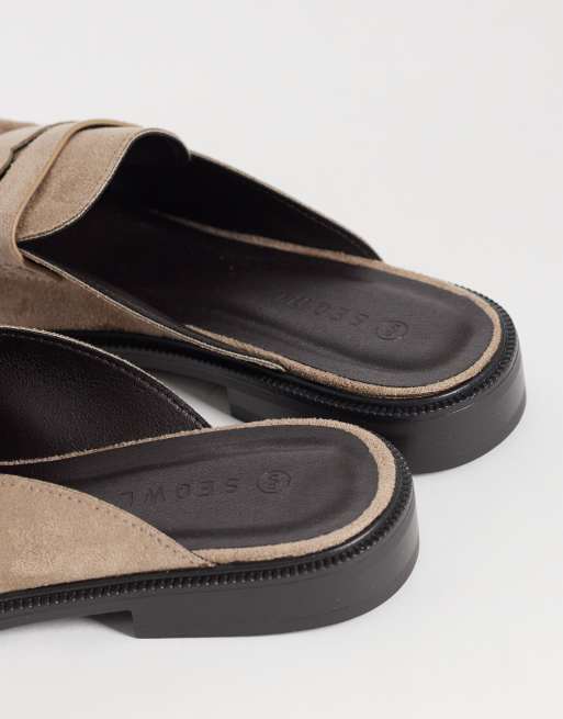 SEQWL - Cadilliac - Sabot stile penny in camoscio sintetico color tortora, 4 di 4