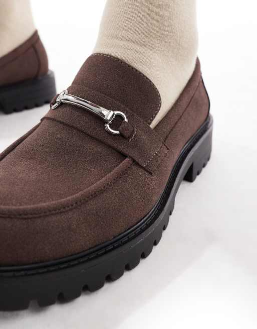 SEQWL - Calvin - Chokoladebrune chunky loafers med spænde i imiteret ruskind, 2 af 4