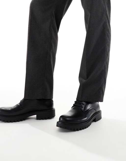 SEQWL Calvin chunky lace up derby in black, 4 of 4