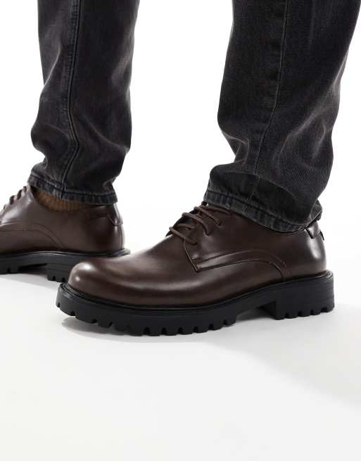 SEQWL Calvin chunky lace up derby in brown, 4 of 4