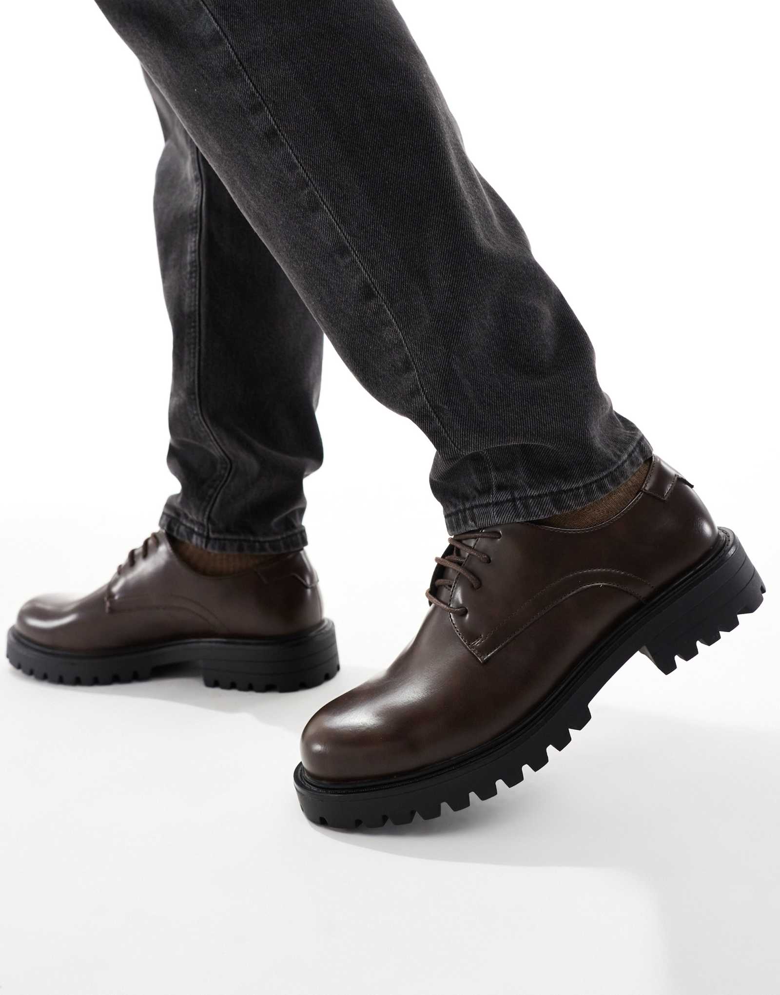 Коричневые туфли-дерби SEQWL Calvin на толстой шнуровке