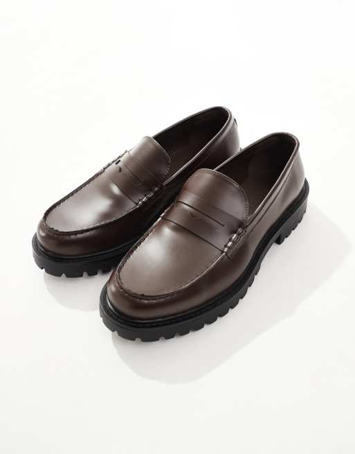 SEQWL Calvin chunky loafers in brown