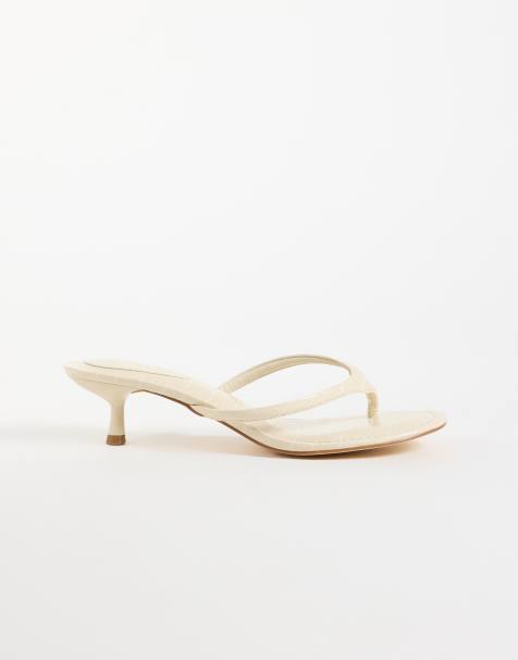 SEQWL Capri heeled thong sandals in cream croc - view 1
