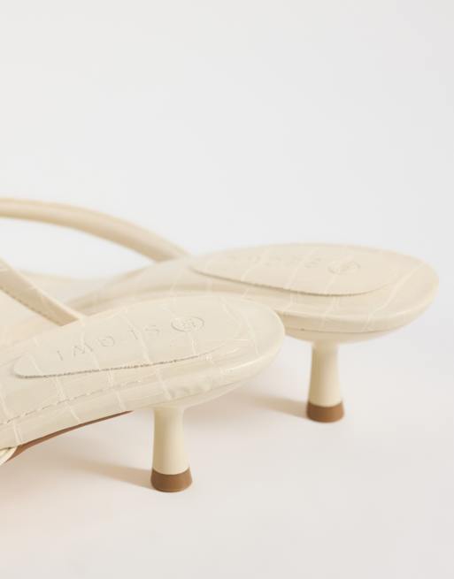 SEQWL Capri heeled thong sandals in cream croc, 4 of 4