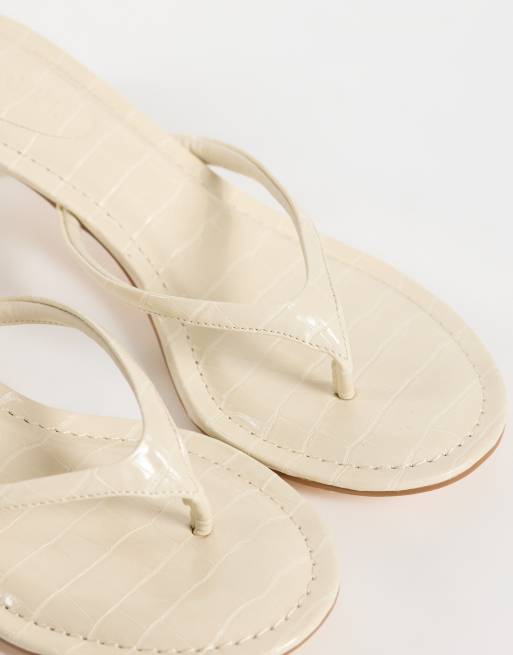 SEQWL Capri sandalen met hak en teenstuk in crème croco, 2 van 4