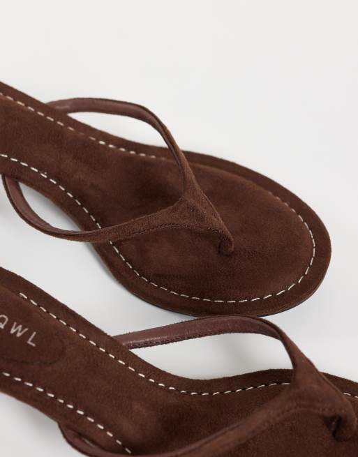 SEQWL Capri sandaletter med klack och tårem i mockaimitation, taupe, 2 av 4