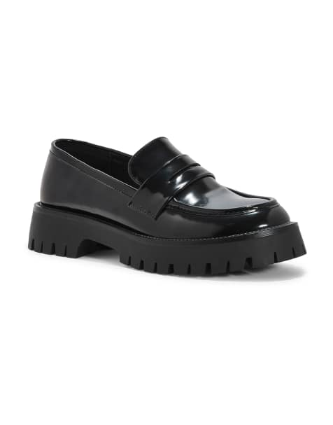 SEQWL Casual chunky heel slip-on loafers in black - view 1