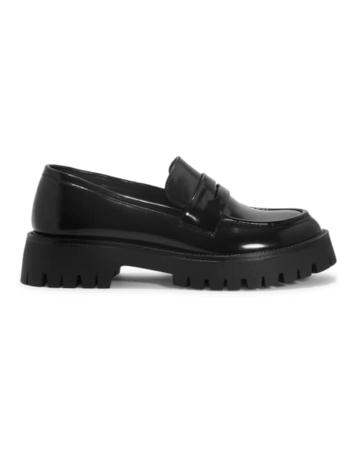 SEQWL Casual chunky heel slip-on loafers in black, 3 of 5