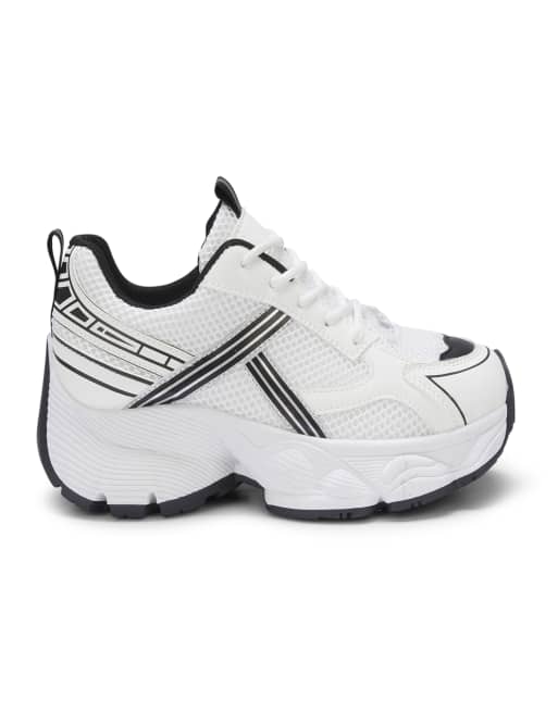 SEQWL Casual mesh trainer with lace detail in white