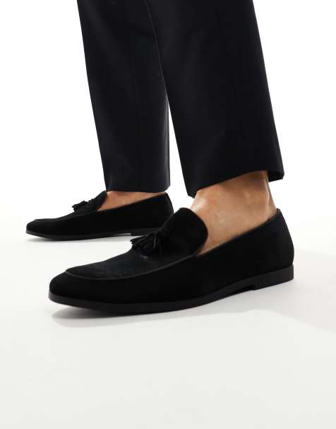 SEQWL Charlie tassel loafers in black velvet - view 1