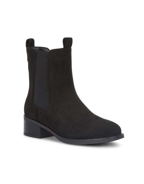 SEQWL Chelsea ankle booties low block heel with elastic panels in black - view 1
