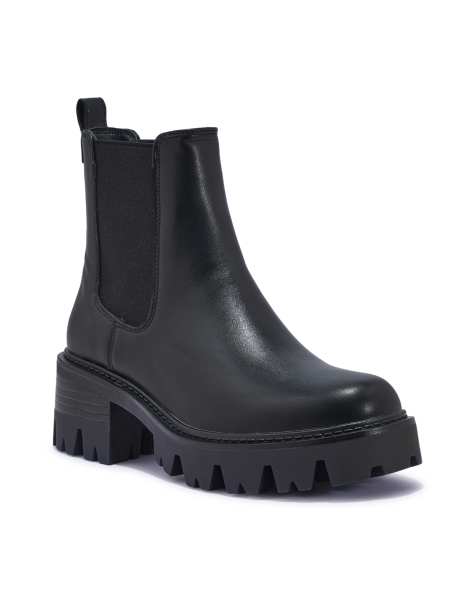 SEQWL Chelsea ankle boots with chunky block heel cleated sole in black - view 1