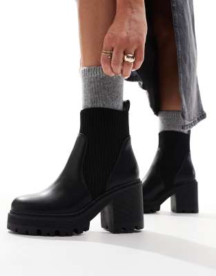 chunky ankle boots in black PU