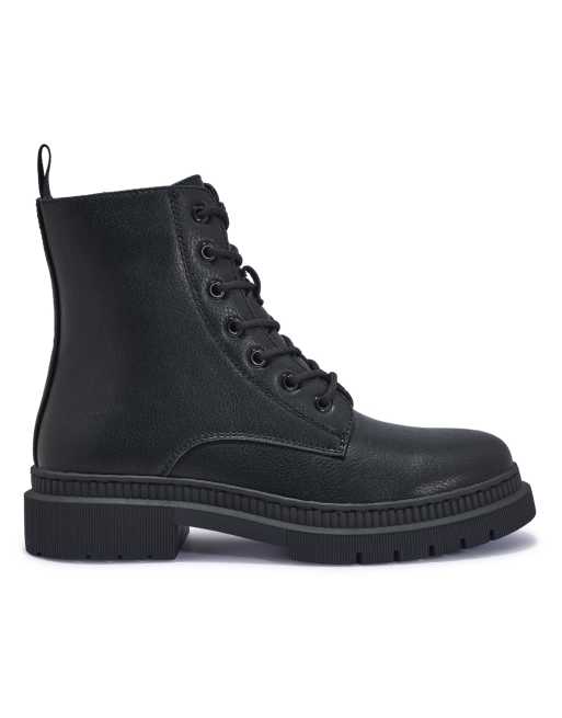 SEQWL Chunky ankle boots with zip fastening comfortable shoes in black, 3 of 4