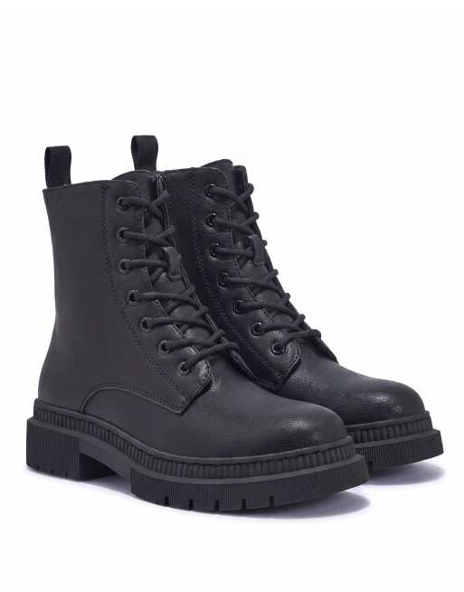 SEQWL Chunky ankle boots with zip fastening comfortable shoes in black, 5 of 5