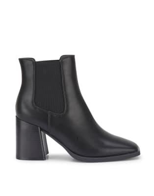Seqwl Chunky Heel Pull On Classic Ankle Boots In Black