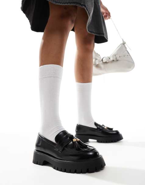 SEQWL chunky tassle loafers in black PU - view 1