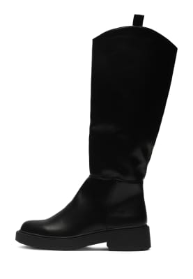Seqwl Classic Mid-calf Boots With Zip Detail In Black
