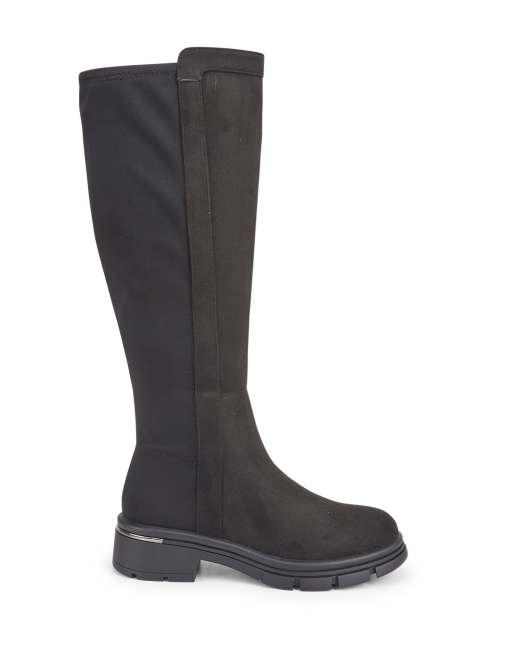 SEQWL Classic zip closure calf boots with block heel in black, 3 of 5