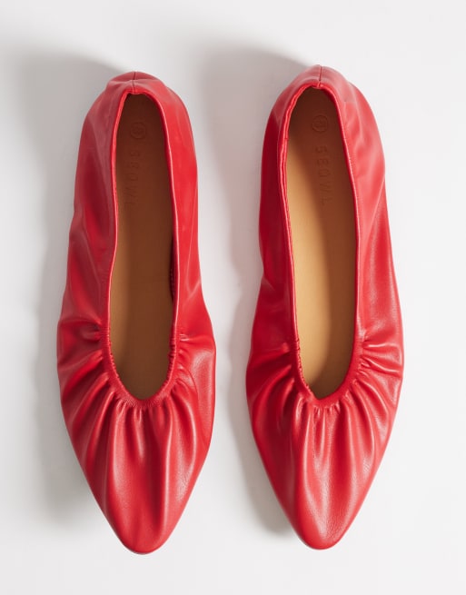 SEQWL - Costa - Ballerines froncées à bout pointu - Rouge, 2 de 4