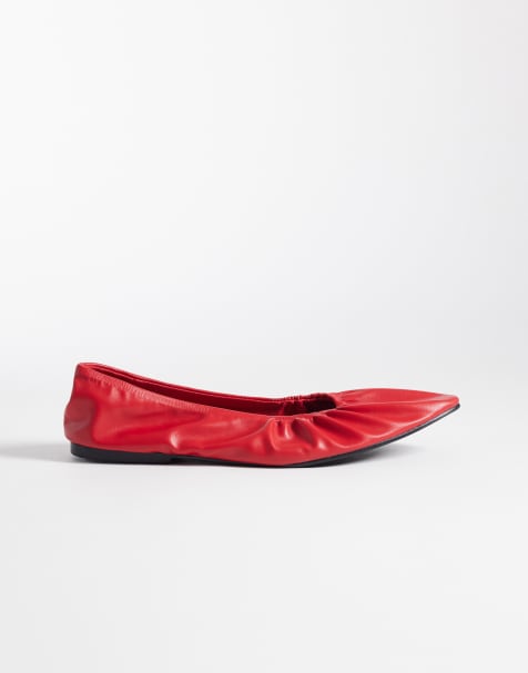 SEQWL - Costa - Puntige gerimpelde ballerina's in rood - view 1