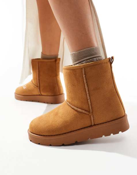 SEQWL cosy ankle boots in tan - view 1
