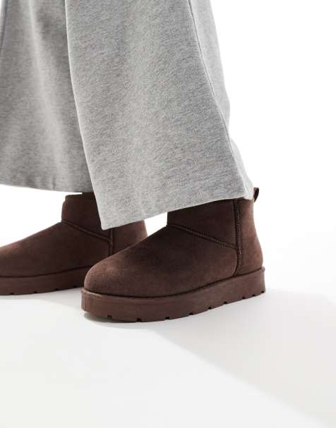 SEQWL cosy mini ankle boots in chocolate - view 1