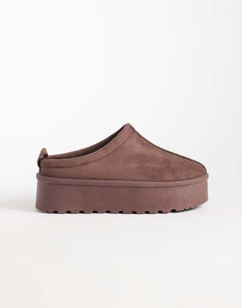 SEQWL cozy platform mules in chocolate brown - view 1