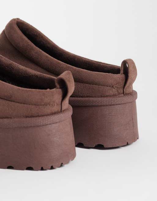 SEQWL cozy platform mules in chocolate brown, 4 of 4