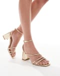 [SEQWL] SEQWL Dandelion strappy block heeled sandals in gold 37 Gold
