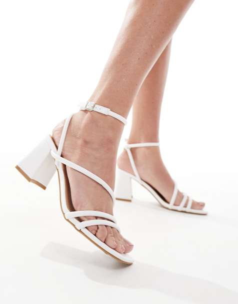 SEQWL Dandelion strappy block heeled sandals in white - view 1