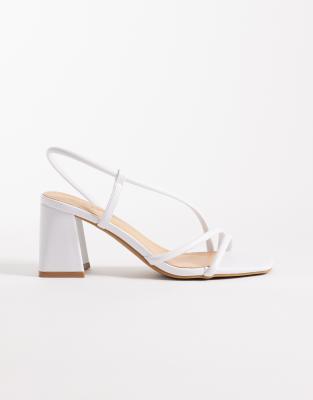 Seqwl Dandelion Strappy Block Heeled Sandals In White