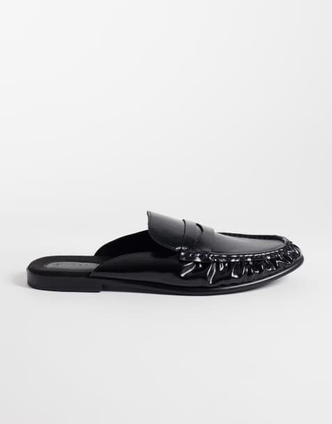 SEQWL Dash refined ruched loafer mules in black - view 1