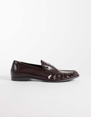 Seqwl Dash Refined Ruched Loafers In Brown