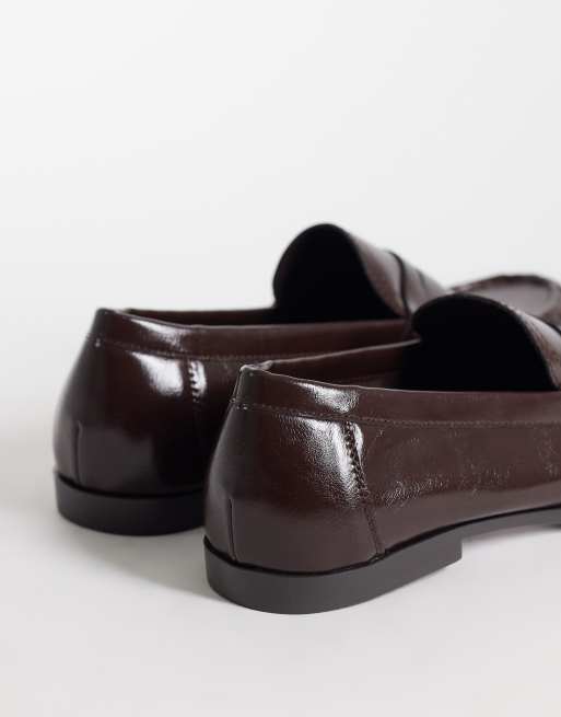 SEQWL Dash refined ruched loafers in chocolate brown, 2 of 4