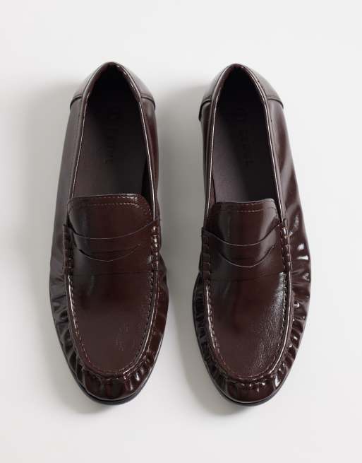 SEQWL Dash refined ruched loafers in chocolate brown, 3 of 4
