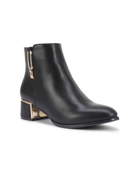 SEQWL Dress ankle booties low heel with rhinestone side zipper in black - view 1