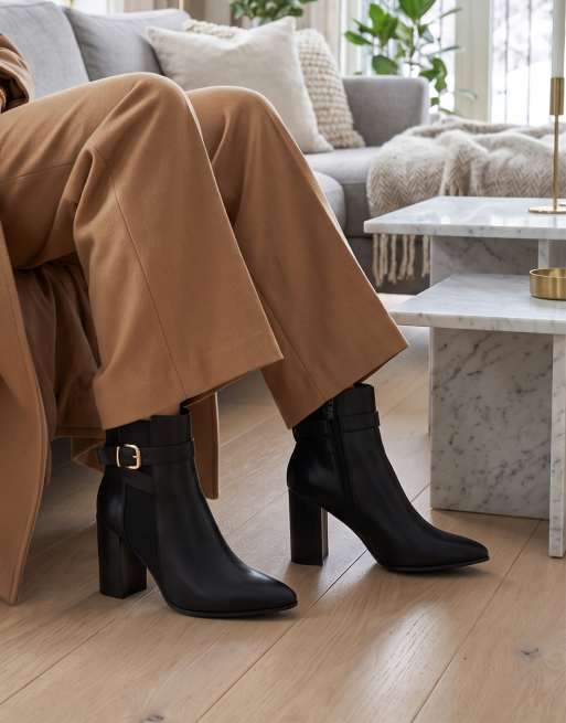 SEQWL Dress chelsea ankle booties pointed toe with buckle strap in black, 2 of 5