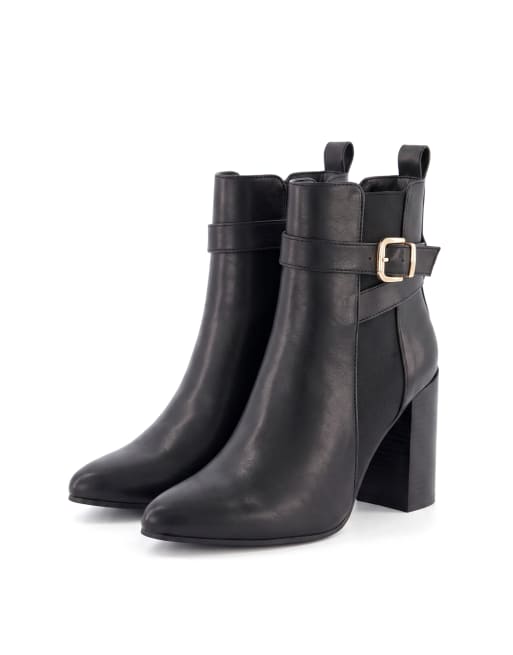 SEQWL Dress chelsea ankle booties pointed toe with buckle strap in black, 4 of 5