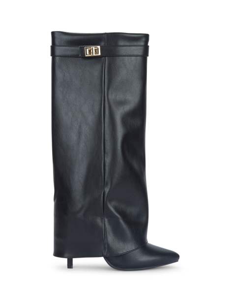 SEQWL Dress knee high boots stiletto high heel with pointed toe in black - view 1