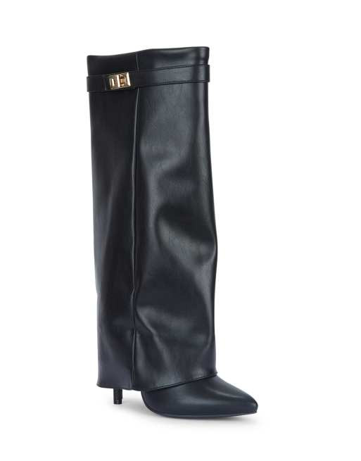 SEQWL Dress knee high boots stiletto high heel with pointed toe in black, 2 of 2