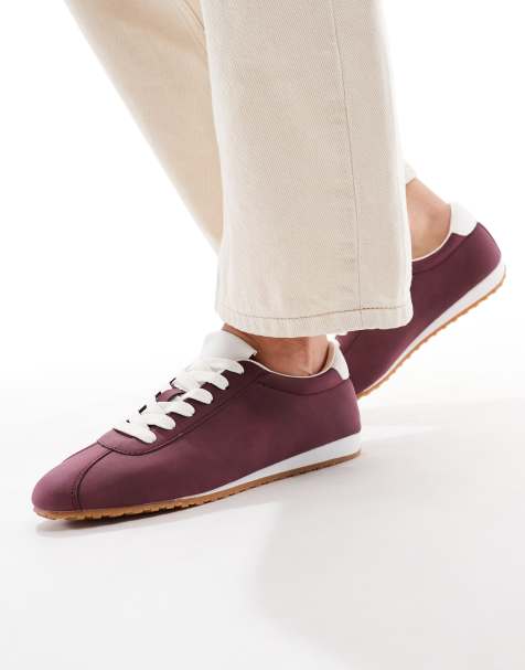 SEQWL Drifter lace up gum sole sneakers in dark cherry - view 1