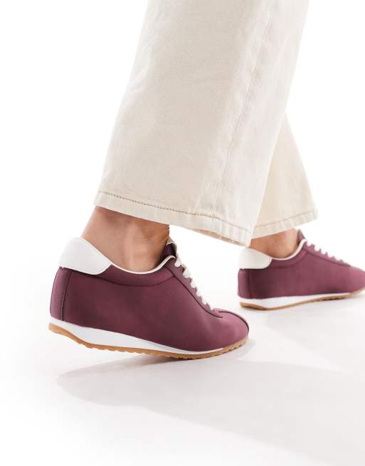 SEQWL Drifter lace up gum sole sneakers in dark cherry, 5 of 5