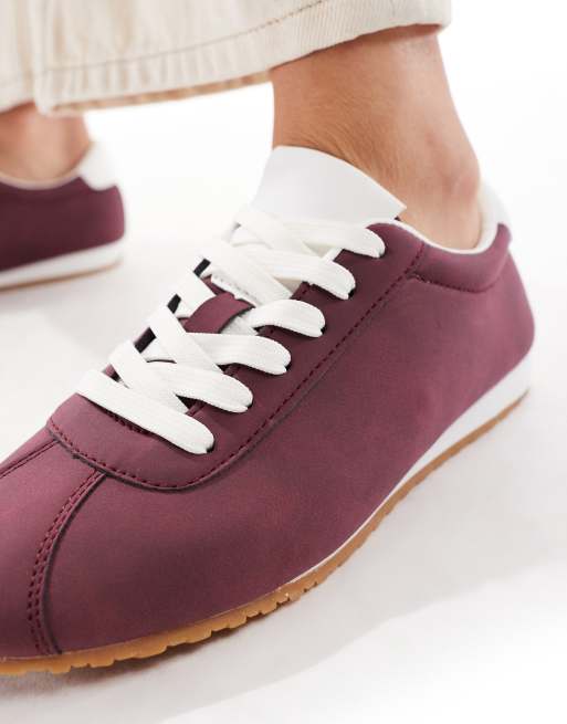 SEQWL – Drifter – Sneaker in dunklem Kirschrot mit Schnürung und Gummisohle, 4 von 5
