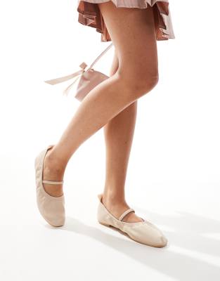 SEQWL SEQWL elastic topline ballet flats in beige-Neutral