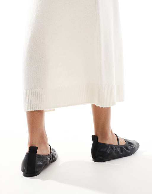 SEQWL elastic topline ballet flats in black | ASOS