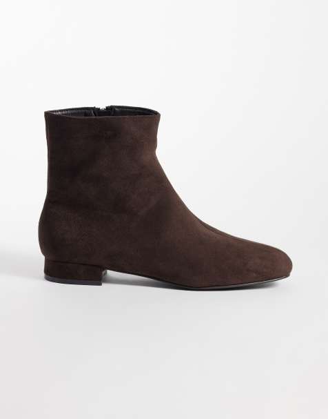 SEQWL Elma faux suede ankle boots in brown - view 1