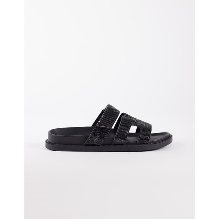 SEQWL Embellished Kidman sandals with straps in black | ASOS