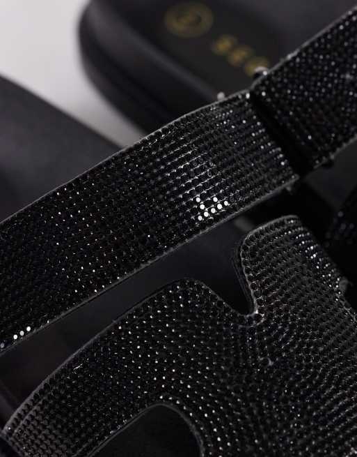 SEQWL Embellished Kidman sandals with straps in black, 3 of 4